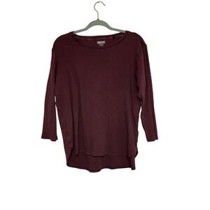 Kirkland Plum Cotton Slub 3/4 Sleeve Tee Size Medium
